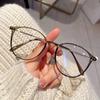 Anti-Blue Light Plain Glasses Ultra-Light Blush Cold Brown Color Korean Anti Radiation Eyeglasses Round Metal Frame