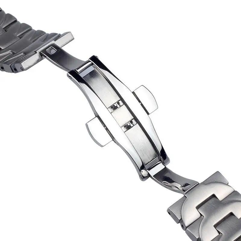 Прочный браслет из нержавеющей стали для Panerai Luminor PAM441 PAM111 Серии 22 мм 24 мм Изогнутый интерфейс сплошные металлические серебристые браслеты