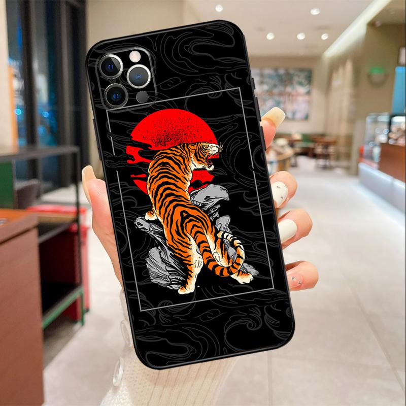Tiger Red Sun Japan Art Phone Case For iPhone 17 16 15 14 13 11 12 Pro Max mini 16 Plus 16e 17 Air Protective Cover