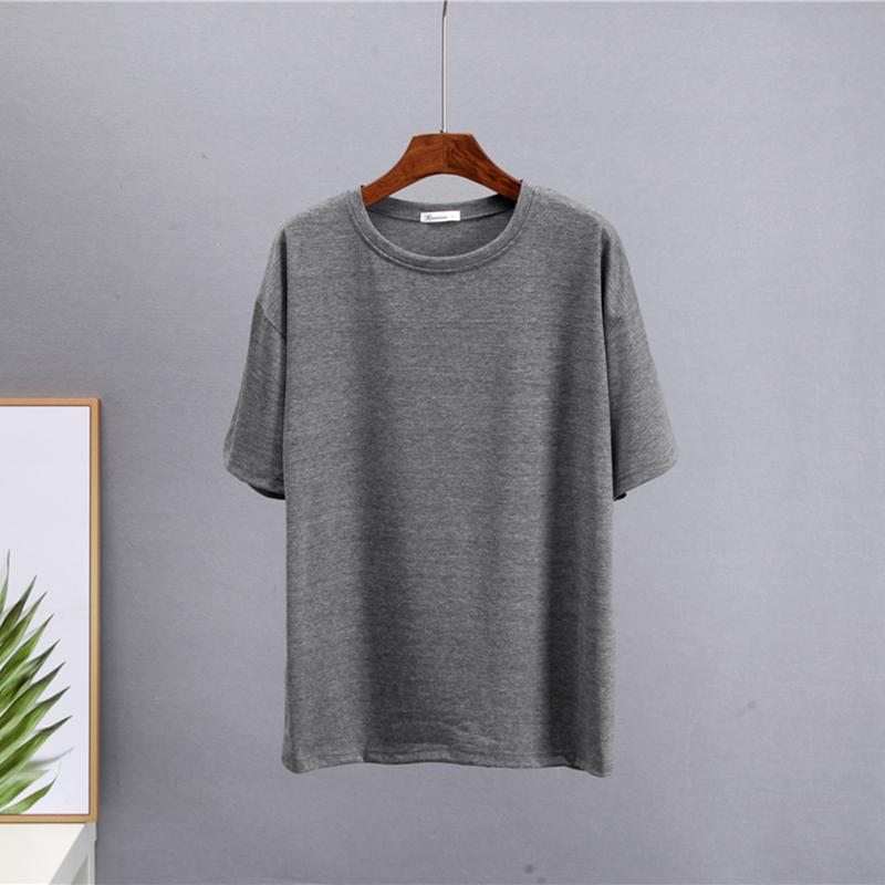 Hirsionsan базовая хлопковая футболка женские летние новые свободные однотонные футболки 16 цветов повседневные свободные простые футболки женские корейские женские топы с круглым вырезом