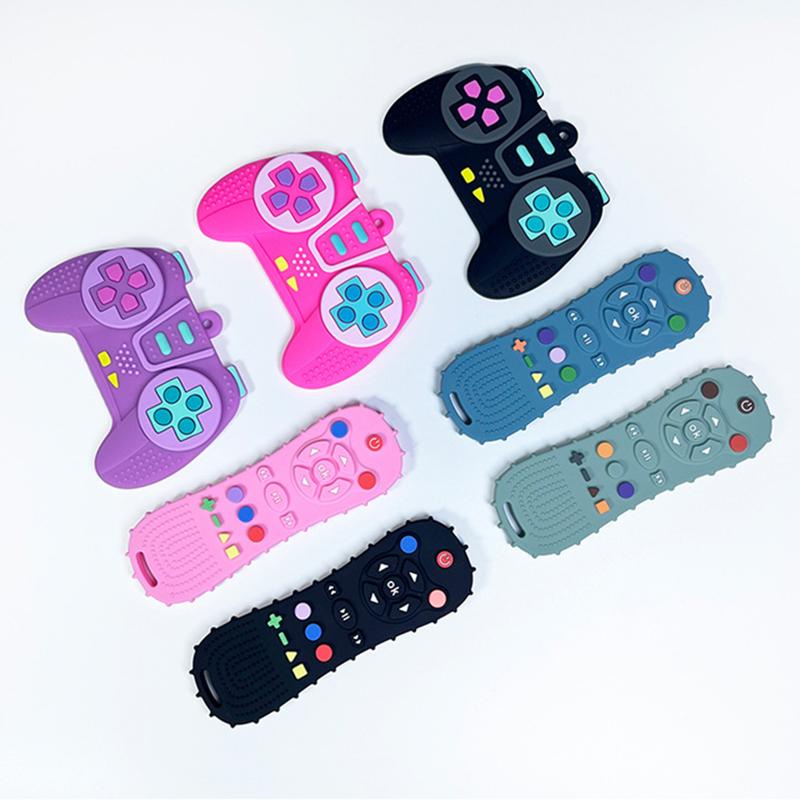 Детский прорезыватель для зубов в форме пульта дистанционного управления для телевизора, силиконовый прорезыватель для зубов, детская сенсорная образовательная игрушка