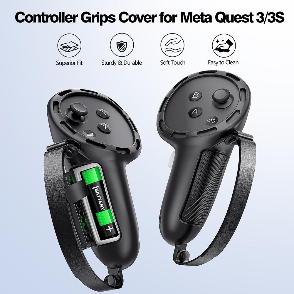 Силиконовые накладки на контроллеры с ремешками для костяшек для Meta Quest 3S Нескользящая накладка на рукоятку для Meta Quest 3 VR-аксессуары Накладка-грип