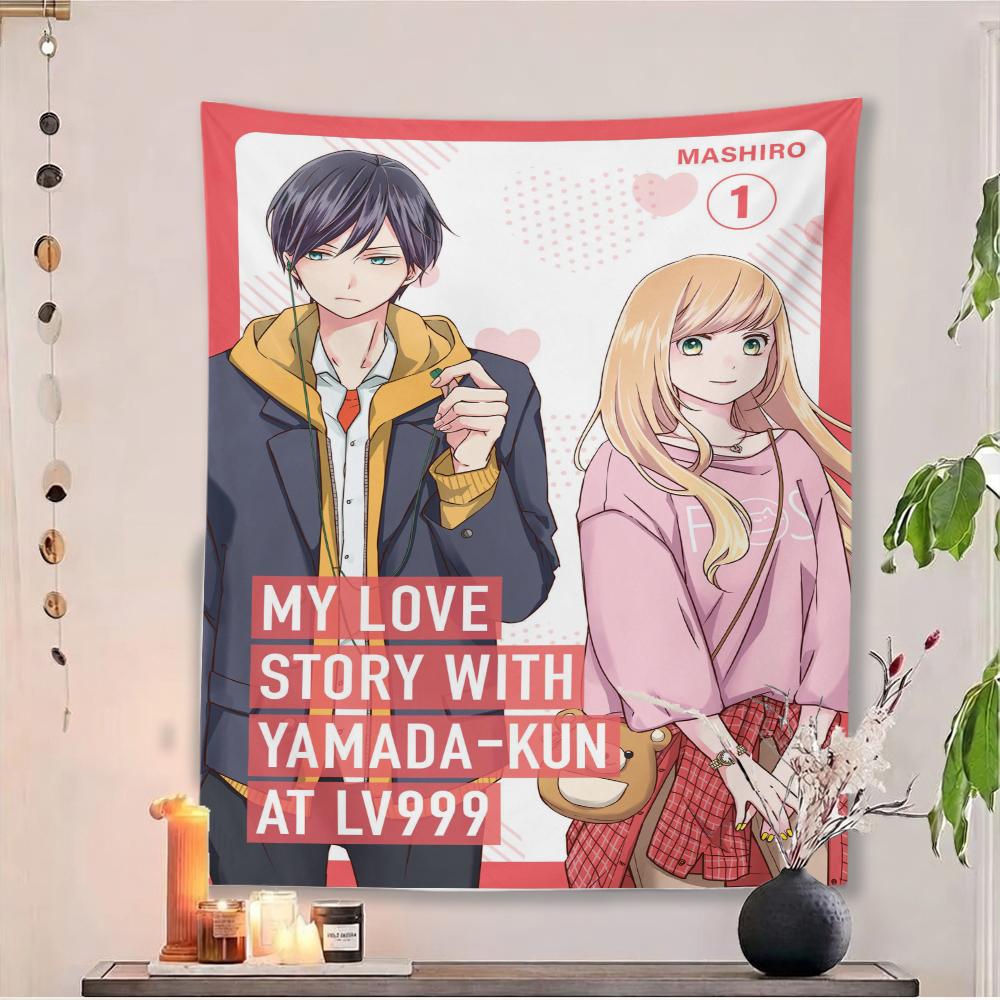 Гобелен Lv999 Yamada-Kun, Настенное искусство Аниме Акане и Ямада, Сладкий Романтический Декор Спальни Для Фанатов