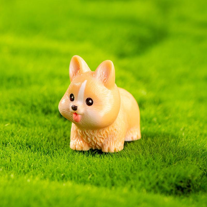 Микропейзаж смоляное украшение мультфильм милая собака корги животное украшение офисный рабочий стол автомобиль украшение дома
