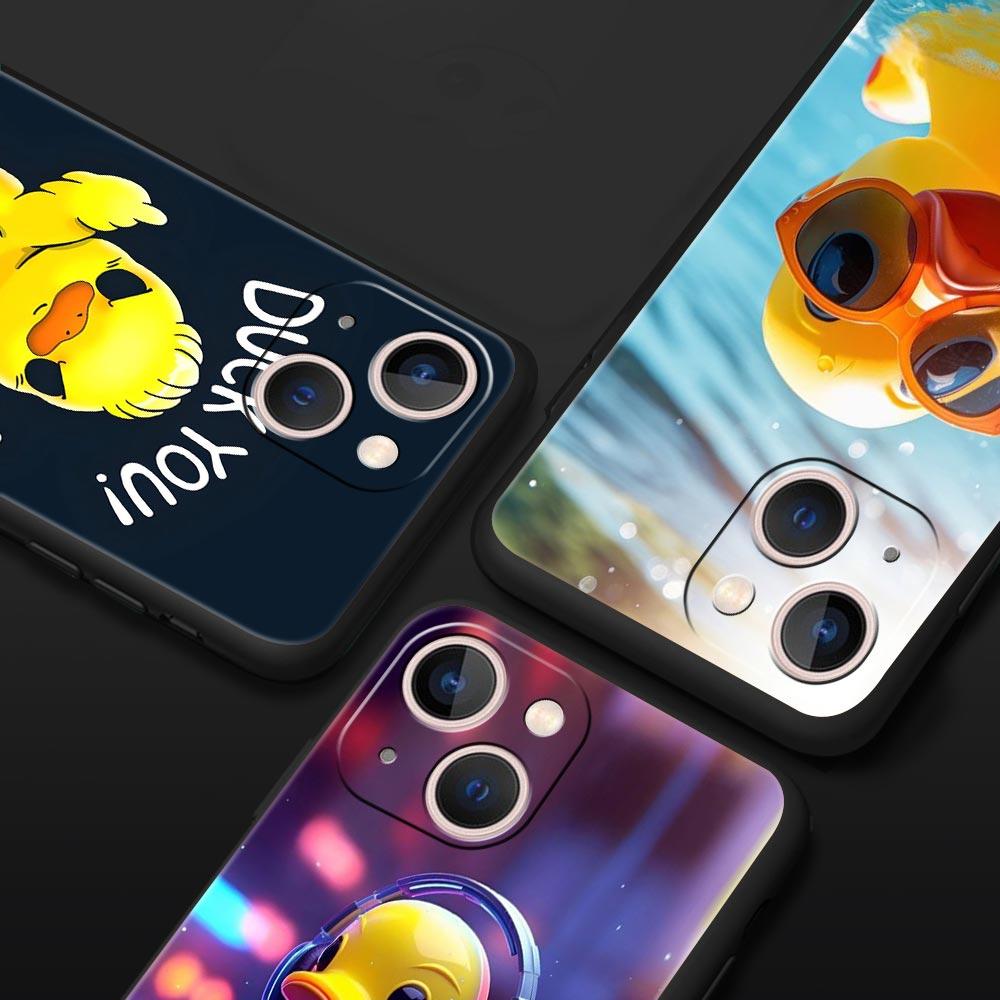 Мультяшная Утка Чехол для Телефона для iPhone 17 16 15 14 13 12 Pro Max 11 Pro Max 17 AIR Plus Ударопрочный Мягкий ТПУ Чехол Fundas Capas