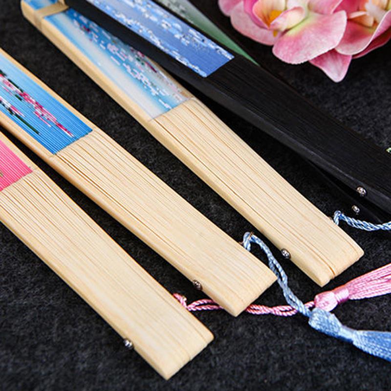 Винтажный складной веер в китайском стиле, бамбуковый ручной веер, классический классический деревянный хвостовик
