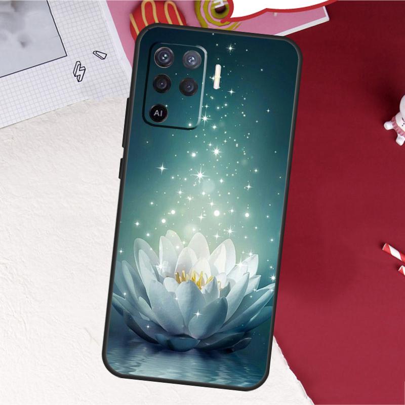 Чехол Синие Белые Цветы Лотоса Для Oppo A16 A96 A76 A17 A18 A60 A80 A40 A38 A58 A78 A98 A94 A74 A54 A15 A57 A77 A5 Pro