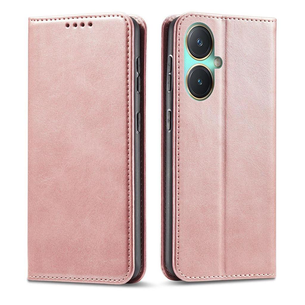 Премиальный чехол-кошелек из ПУ-кожи для Vivo Y27 4G с магнитной застежкой и подставкой