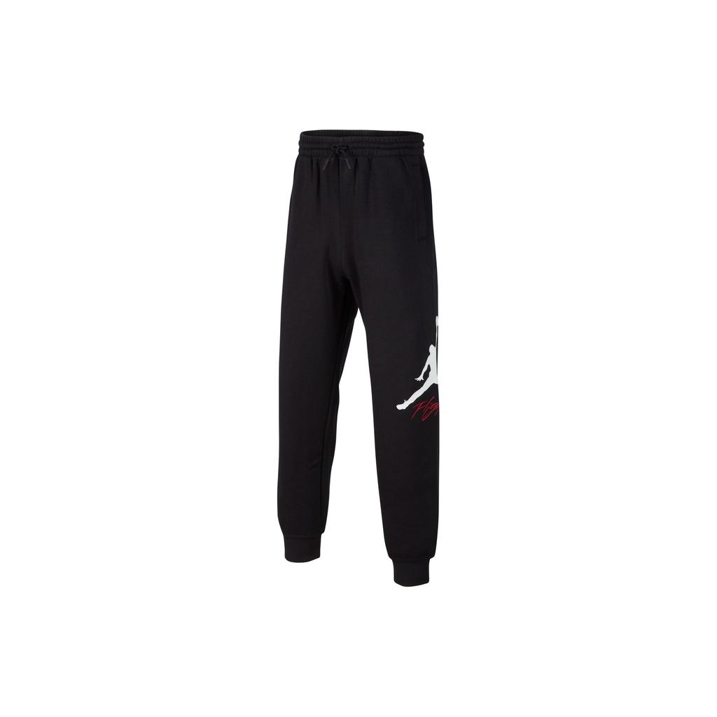 Jordan MJ Baseline Lace-Up Side Print Fleece Casual Knit Sports Pants Kids Pants Black FZ6362-010