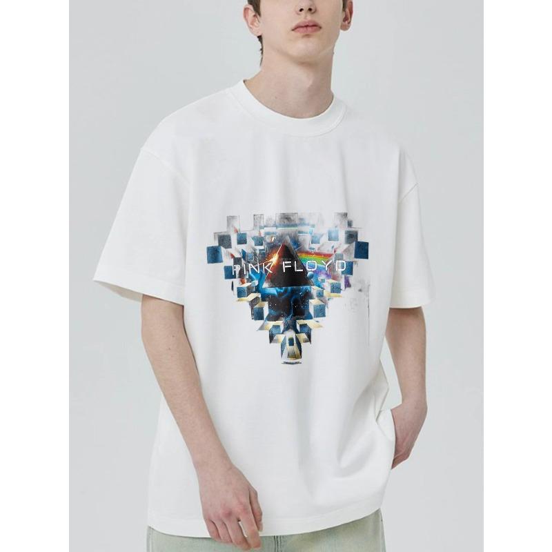 Черная футболка Pink Floyd с принтом призмы и радуги для поклонников музыки и повседневной носки