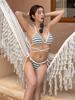 Треугольный Бикини в Корейском Стиле "Острая Девушка": Женский сексуальный полосатый купальник с небольшим вырезом для отпуска