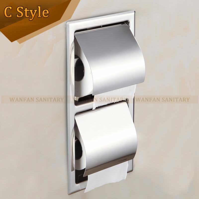 Держатель для туалетной бумаги из нержавеющей стали, хромированный, настенный, скрытый, для ванной комнаты, водонепроницаемый, несколько типов WF-18030