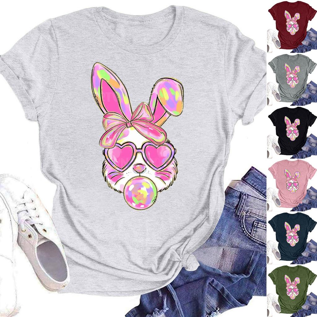 Женская модная повседневная летняя удобная блузка с круглым вырезом и коротким рукавом с принтом