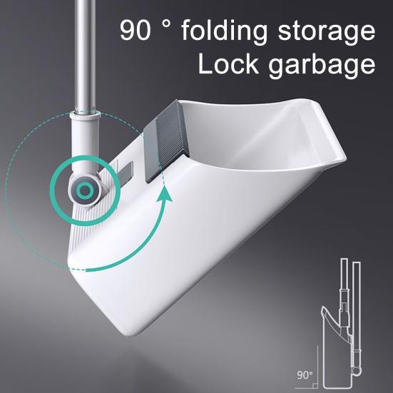 Broom with Dustpan Combo Set 3-in-1 Cleaning Tool Adjustable Long Handle Self-Cleaning Dustpan Teeth Indoor Outdoor Push Broom Dustpan Set