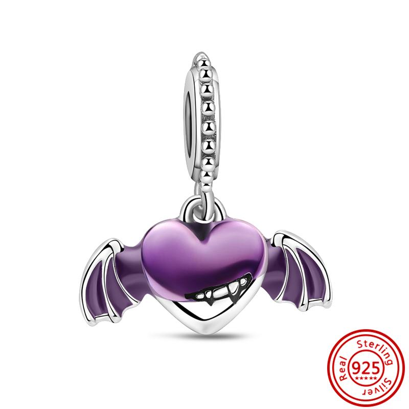 925 Серебряный Шарм Беззубик Мальчик Призрак Демон Летучая Мышь Тыква Черный Кулон Подходит Оригинальный Браслет Женские Ювелирные Изделия Хэллоуин Бусы