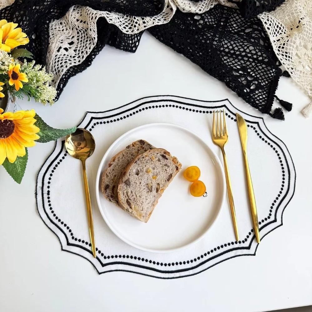 Новая винтажная салфетка под тарелку, салфетки, имитация хлопка и льна, моющаяся, декоративная скатерть, ткань с вышивкой французским кружевом, салфетка для стола