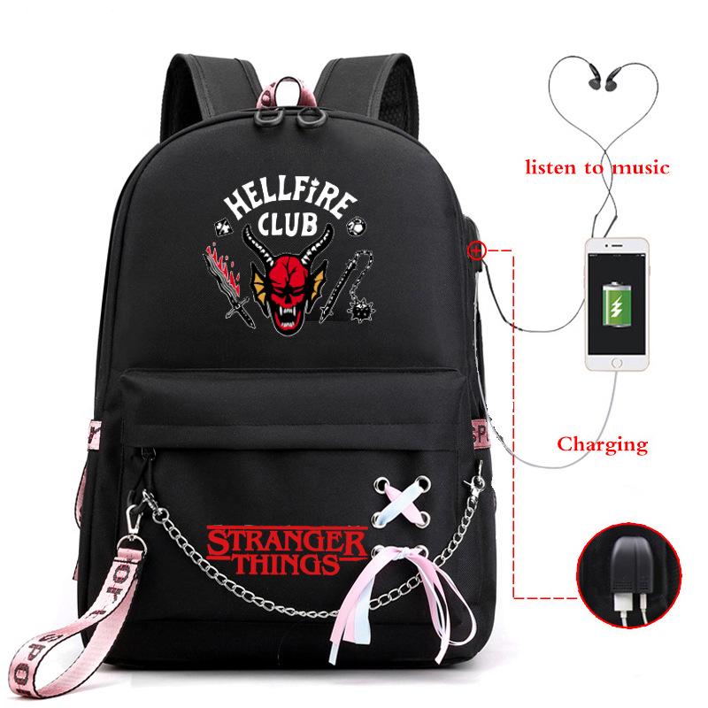Светящийся USB-зарядный рюкзак Stranger Things для студентов