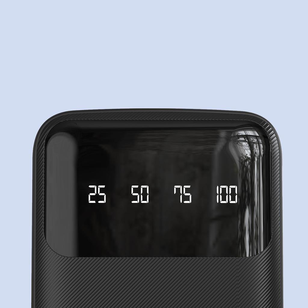 Powerbank K6Pro+ 20000mAh z wbudowanymi kablami USB-C microUSB iPhone Lightning - czarny