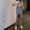 IELGY Женская юбка Синяя молния Короткая юбка А-силуэта Тонкий Черный Джинсовый Высокая талия Модный