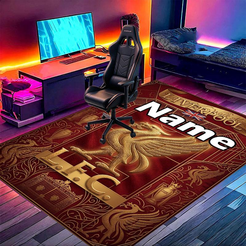 Custom Name Personalized Liverpool Football Club Print Carpet, Versatile Home Decor Rug, for Playroom, Apartment, Balcony, Entryway, Hallway Gift