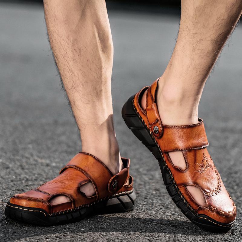 38-50 Мужские сандалии ручной работы Сандалии для активного отдыха Кожаные сандалии Пляжная обувь Походные сандалии для активного отдыха из кожи