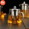 Hi 1PC Steep Glass Teapot Clear Tea Strainers Heat-resistant Stainless Steel Filter With Infuser