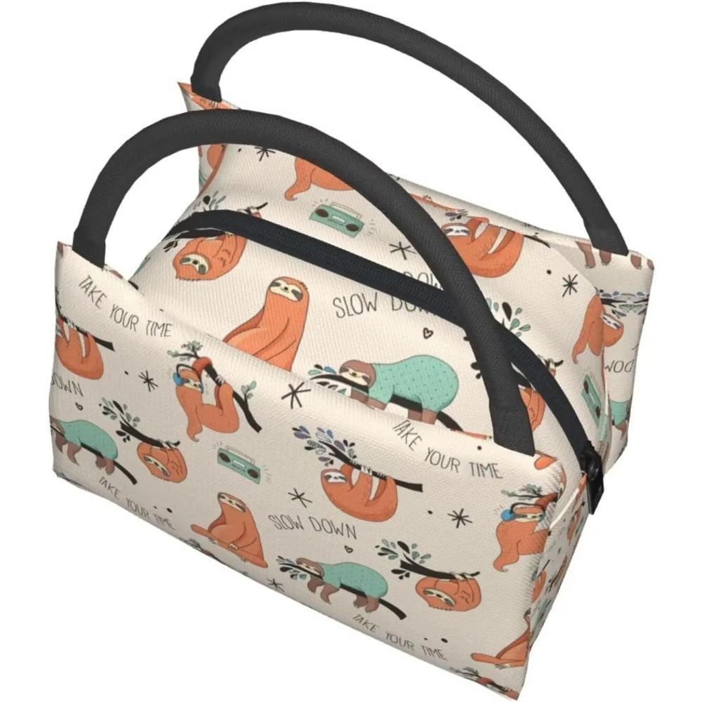 Забавная сумка для ланча с ленивцами, многоразовая, портативная, изолированная, с милым животным, большая сумка для ланча для женщин, мужчин, школы, работы, офиса