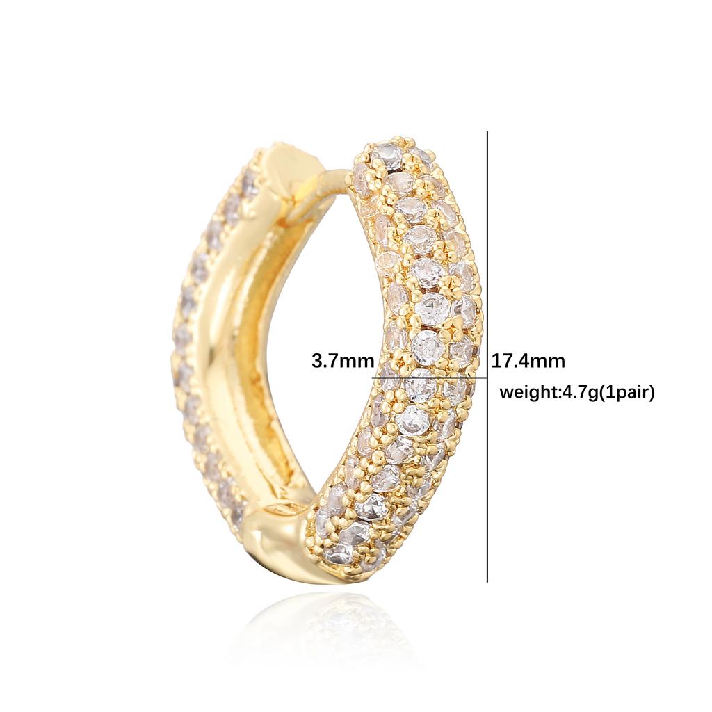 HECHENG,Brass Metal Multi-Color Zircon Square Hoop Earrings Exquisite Luxury Minimalist Korean Style Women's Zircon (1 Pair)