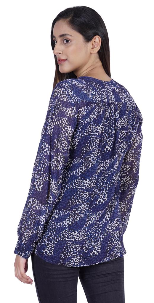 Moomaya Printed Women  S Button Down Shirt Long Sleeve Tshirt V-Neck Tunic