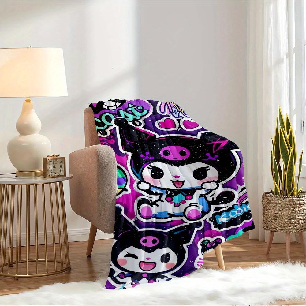1pc Cute Cartoon Character Kuromi Flannel Blanket - Seasonal Universal Comfortable Washable Gift for All Ages, Suitable for All Families, Mu