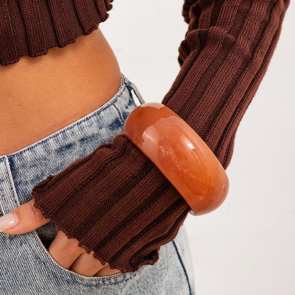 Винтажный круглый браслет-манжета из смолы с шармами для женщин, модная бижутерия, акриловый широкий геометрический браслет для вечеринки для девочек