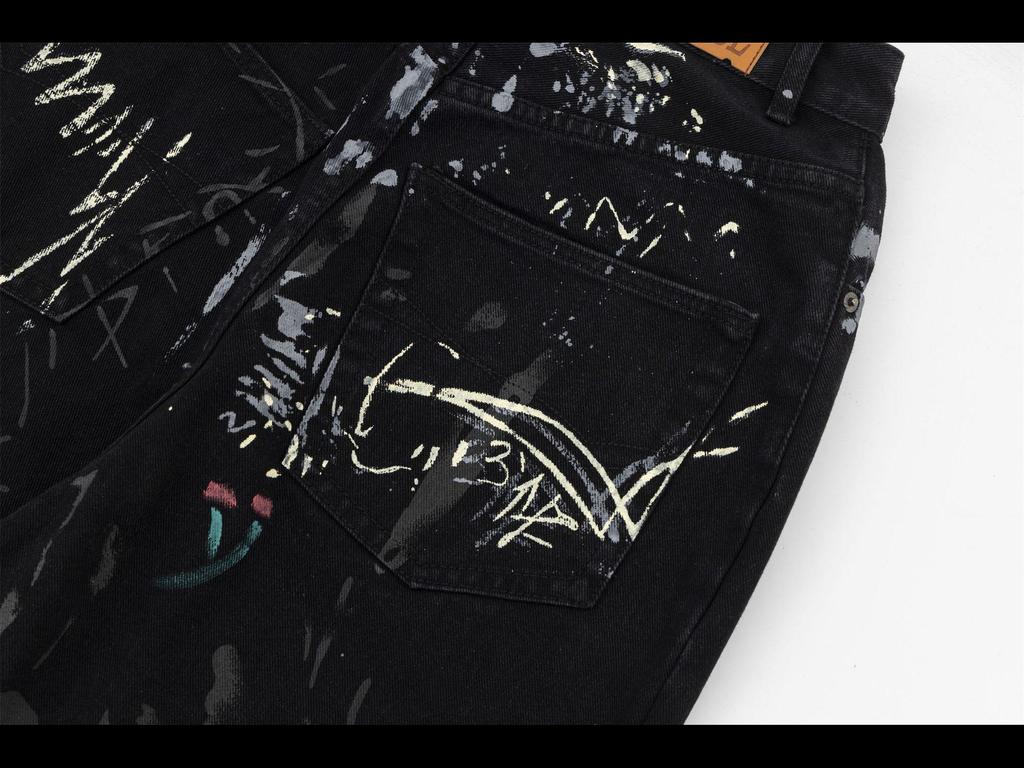 Джинсы унисекс с широкими штанинами High Street American Graffiti Print