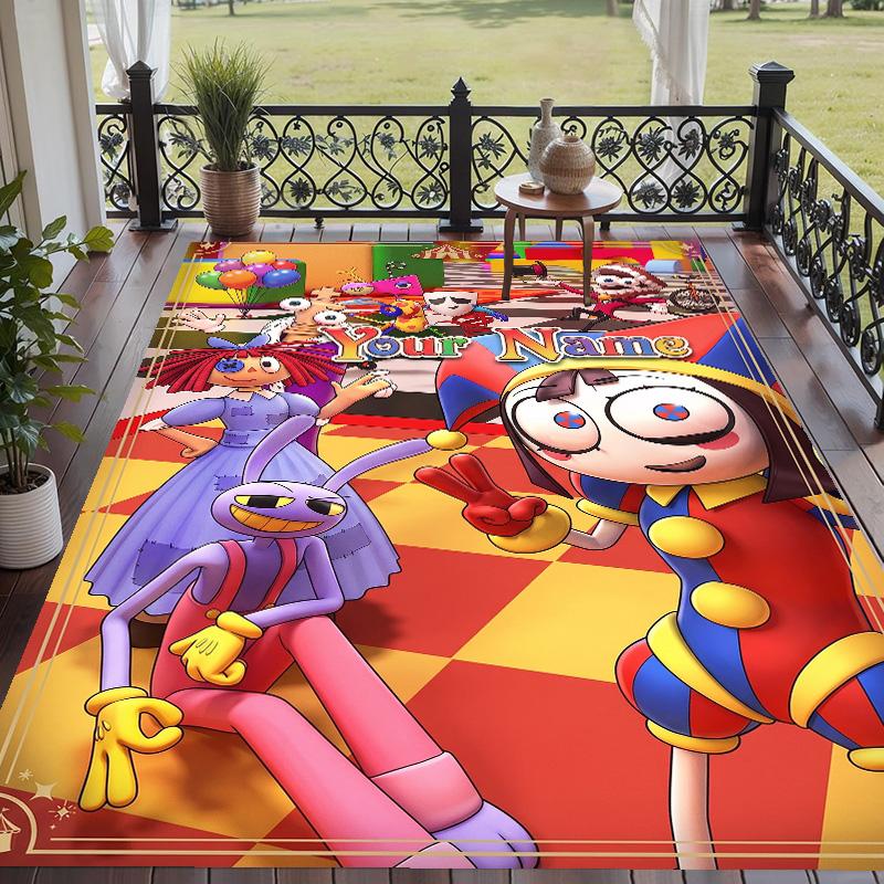 Custom Text The Amazing Digital Circus Pattern Floor Rug Soft Indoor Carpet Mat Living Room Bedroom