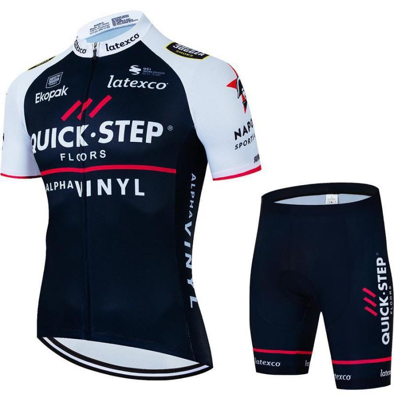 Quick Step Team Cycling Jersey Bib Shorts Set Men Women Breathable Ride Wear