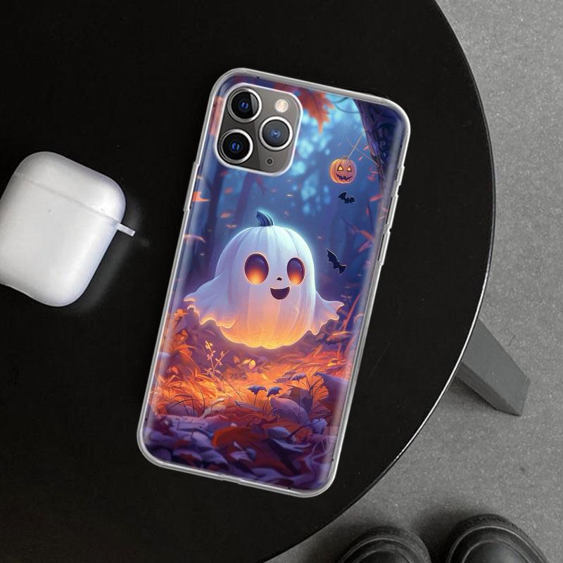 Милый Чехол-Чехол с Призраком на Хэллоуин для iPhone 11 12 13 Mini 14 15 Plus 16 Pro Max 17 Air 7 8 + SE Арт Индивидуальный Fundas 11 12
