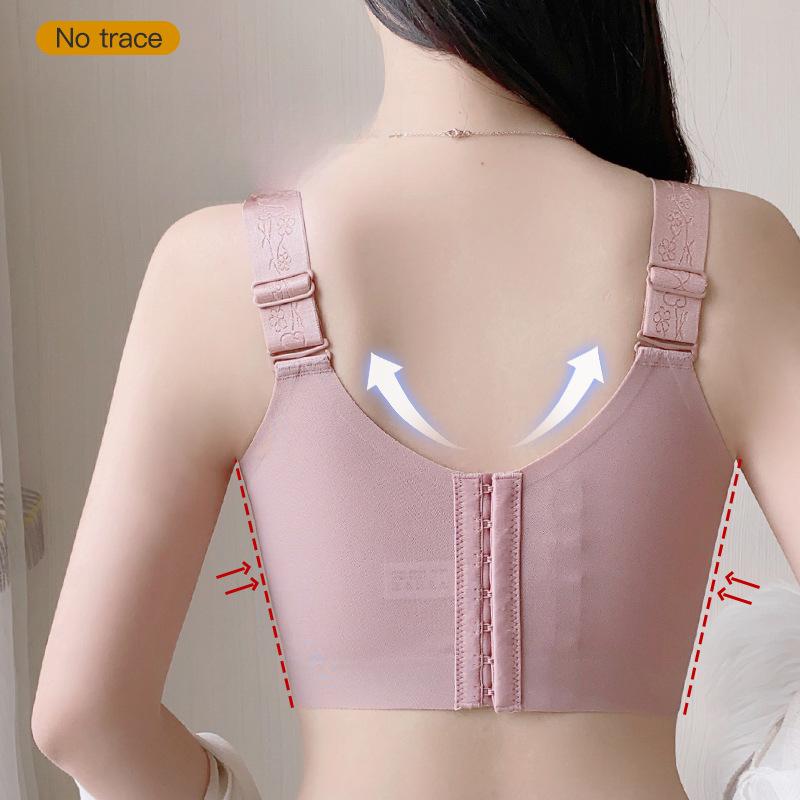 Seamless Lingerie Women's Thin Frameless Gathering Bra Beautiful Back Bra Women's Anti-sagging and Breast Retraction Bra Push Up Bra