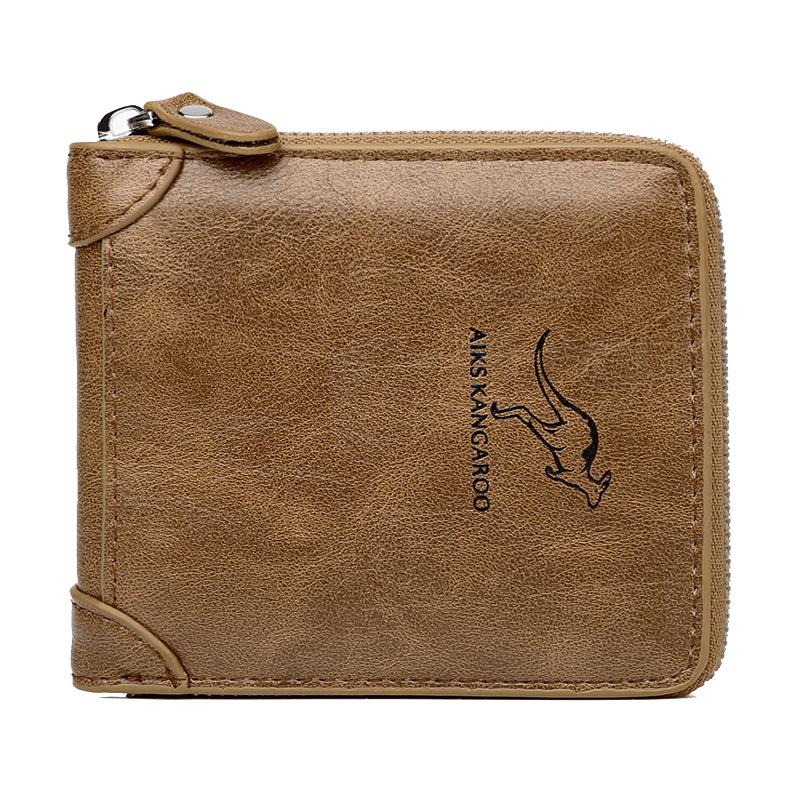 Leather Men’s Wallet Luxury Mens Purse Male Zipper Card Holders with Coin Pocket Rfid Wallets Gifts for Men Money Bag