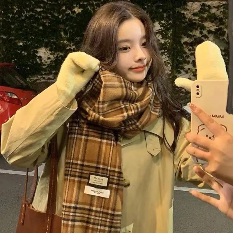 Knitted Wool Scarf Ladies Autumn and Winter All-match Student Imitation Cashmere Thick Scarf