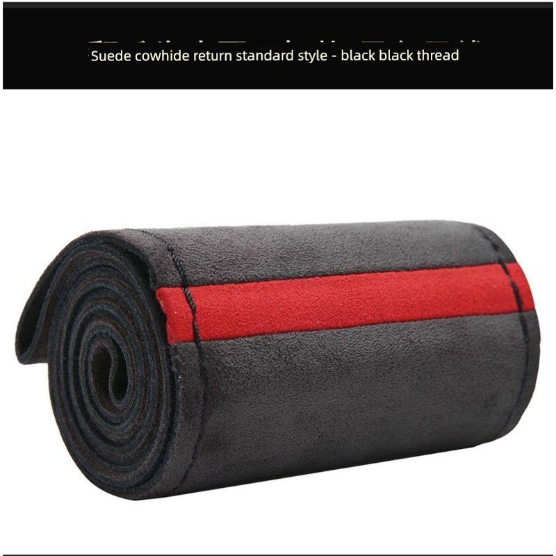 Fur Leather Car Steering Wheel Cover, Universal for All Seasons, Non-Slip, Wear-Resistant, Fur Suede Leather Winter Steering Wheel Cover