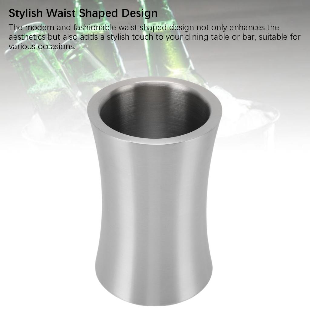 Ведро для льда из нержавеющей стали 304, в форме талии, изолированное ведро для красного вина, шампанского