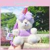 Adorable Cute And Ins Style Bowknot Plush Bear Keychain Pendant Soft Gift Toy