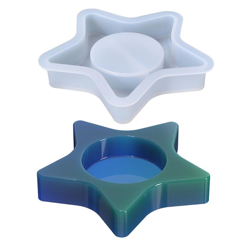 Подсвечники для чайных свечей, форма из смолы, хрустальный подсвечник в форме пятиконечной звезды, форма из эпоксидной смолы, подсвечник из силикона