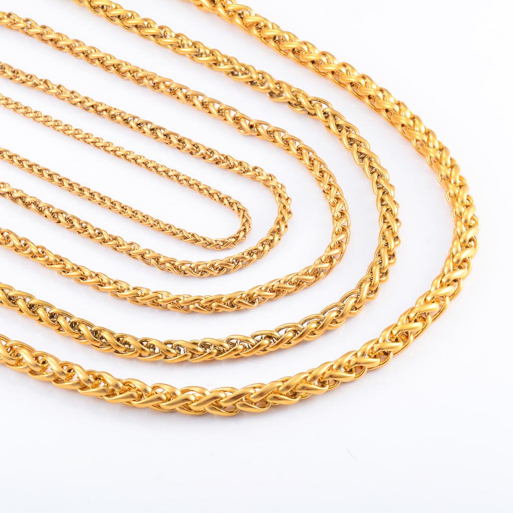 Ожерелье-чокер из нержавеющей стали, плетение «колосок», длинное, для мужчин и женщин, ювелирные аксессуары, с золотым покрытием, на шею, воротник, сделай сам