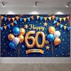 Счастливого 60-летия Баннер Блестящие Звездные Украшения Баннер на 60-летие Фон для Празднования 60-летия для Ужина в Честь Дня Рождения