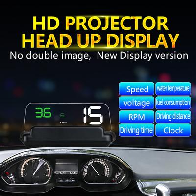 Автомобильный проектор на лобовое стекло C500 Auto OBD2 HUD Спидометр автомобиля Проектор Обороты двигателя Температура ОЖ Напряжение Топливо Сигнализация превышения скорости