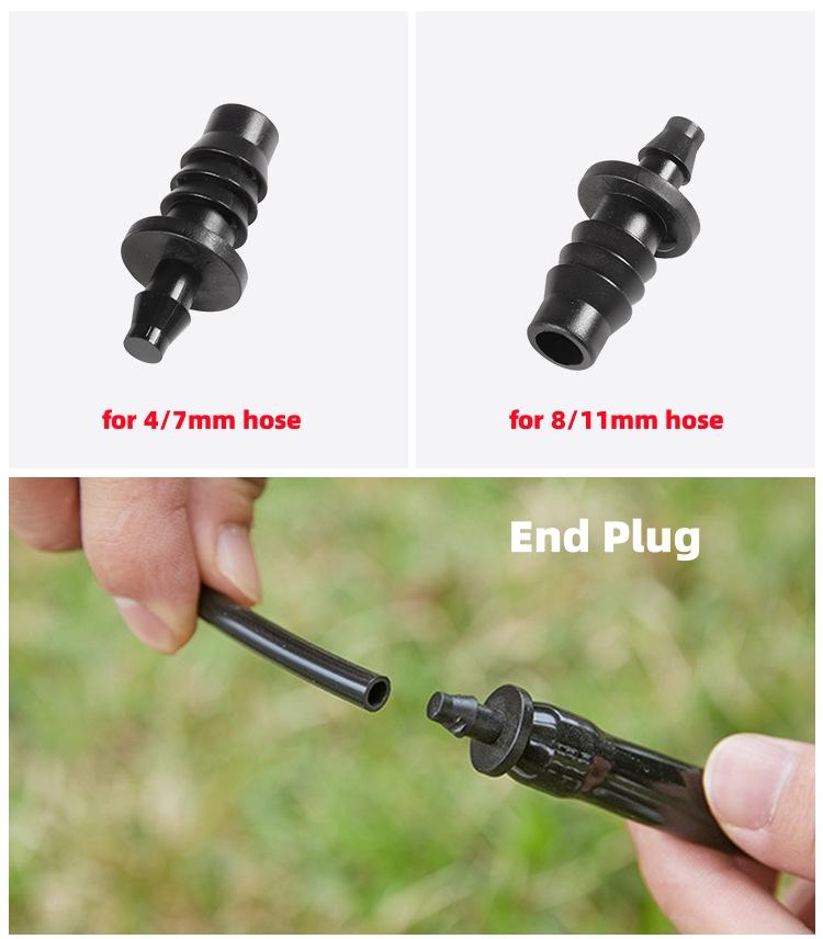 4/7mm Hose to 8/11mm Hose Waterstop Connectors Multi-Barbed Pipe End Plugs Garden Water Irrigation Tube End Caps 20/50/100Pcs