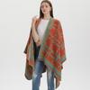 New Women's Shawl Retro Camouflage Plaid Imitation Cashmere Split Shawl with Sh Outside.