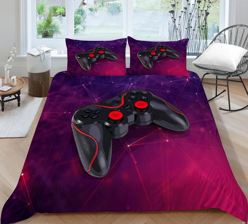 Постельные принадлежности для игрока, ткань из микрофибры, игровой автомат, пододеяльник и наволочка с принтом, подходят для домашнего украшения комнат для мальчиков и мужчин, любителей игр