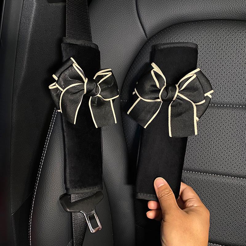 Fashion Bowknot Universal Car Seat Headrest Neck Pillow Auto Waist Support Supplies Seatbelt Car Accessories Interior for Women