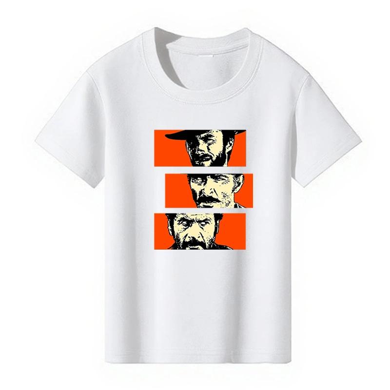The Good the Bad and Ugly Print Teenage T-shirt Boys Casual Punk Wild Round Neck Short Sleeve Teenage Children Colorful Tops Tee
